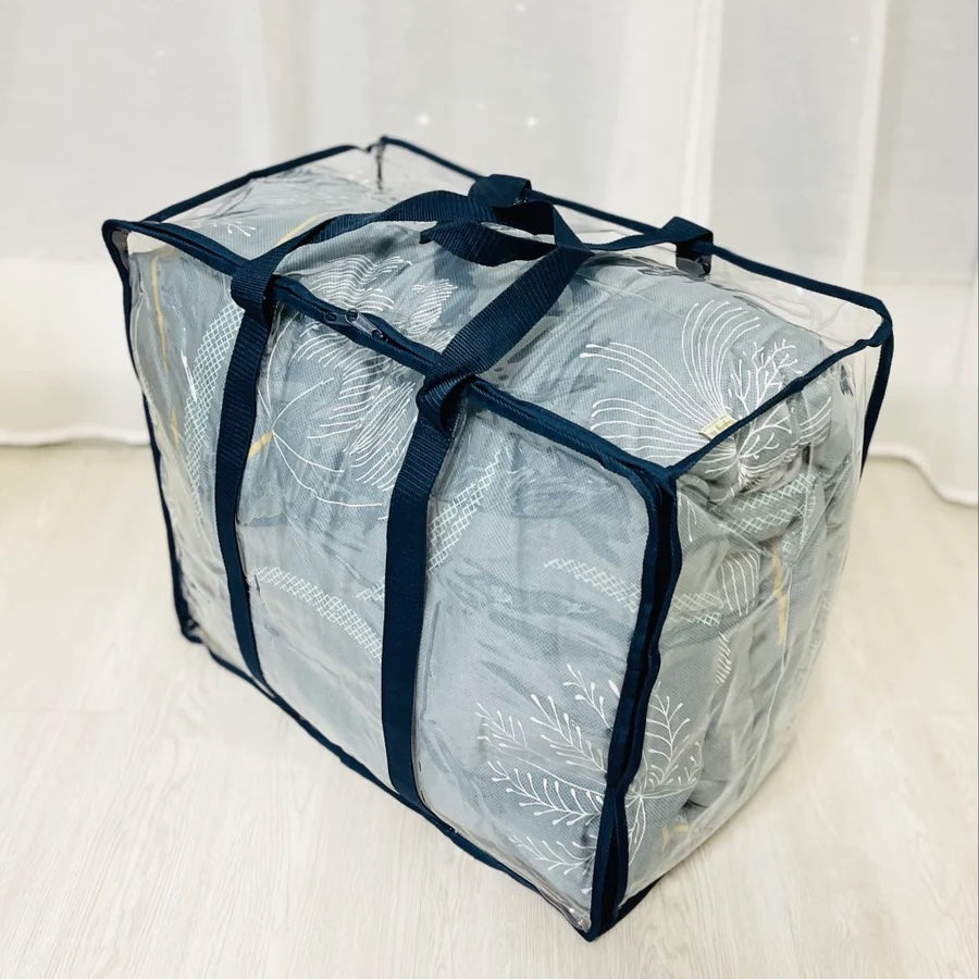 Extra large capacity quilt bag wide opening (82L) | Transparent & clear HD PVC storage bag | Moving home purpose | W Series